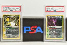 A QUANTITY OF PSA GRADED POKEMON EX TEAM ROCKET RETURNS AND EX RUBY & SAPPHIRE SET CARDS, all are