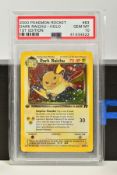 A PSA GRADED POKEMON 1ST EDITION TEAM ROCKET SET 'SECRET' DARK RAICHU HOLO CARD, (83/82), graded GEM