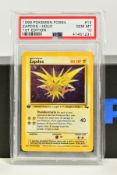 A PSA GRADED POKEMON 1ST EDITION FOSSIL SET ZAPDOS HOLO CARD, (15/62), graded GEM MINT 10 and sealed