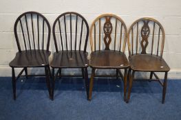 TWO PAIRS OF ERCOL KITCHEN CHAIRS, prince of wales back to one pair (4)