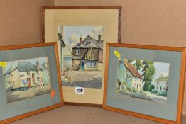 JAMES MARSHALL HESELDIN (1887-1969), Three watercolours depicting Cornish coastal villages, signed