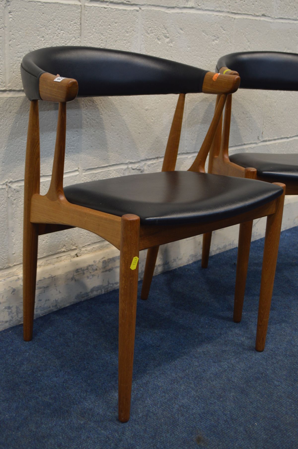 JOHANNES ANDERSEN FOR BRDR, DENMARK, A PAIR OF MODEL BA 113 TEAK ARMCHAIRS, with black leather - Image 2 of 4