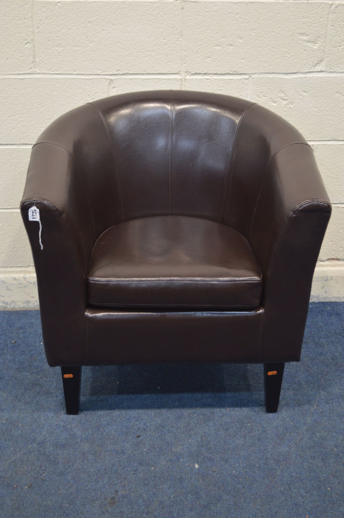 A BROWN LEATHERETTE TUB CHAIR, together with a quantity of miscellaneous, including an oval giltwood - Image 2 of 7