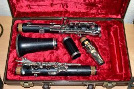 A CASED BUFFET CRAMPON EVETTE EBONITE CLARINET, serial number 177079, (missing reeds in case) (