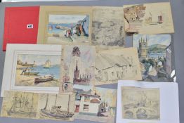JAMES MARSHALL HESELDIN (1887-1969) watercolours and pencil sketches depicting Cornish scenes,