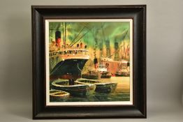 PETER J RODGERS (BRITISH CONTEMPORARY) 'SMOKEY RIVER II', a nostalgic maritime scene, signed