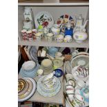 TWO BOXES AND LOOSE TABLEWARES AND TRINKETS, to include Portmeirion 'Pomona' plate and three
