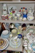 TWO BOXES AND LOOSE TABLEWARES AND TRINKETS, to include Portmeirion 'Pomona' plate and three