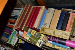 BOOKS, three boxes containing a miscellaneous collection of approximately one hundred titles