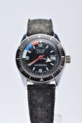 A GENTS EXACTIMA WRISTWATCH, round black dial signed 'Exactima 17 jewels, shock resistant, water