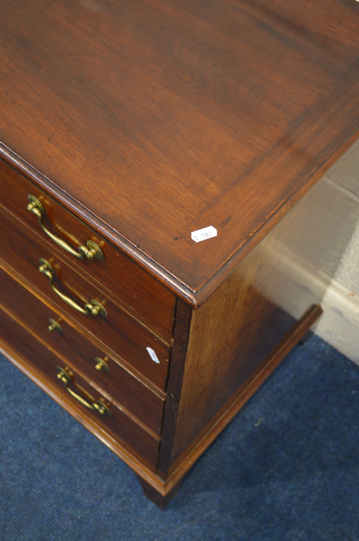 A 20TH CENTURY MAHOGANY CHEST OF FOUR LONG GRADUATED DRAWERS, in the George III style, brass swan - Image 3 of 7