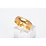 A 22CT GOLD WIDE BAND, of a plain polished design, hallmarked 22ct gold Birmingham, ring size Q½,