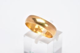 A 22CT GOLD WIDE BAND, of a plain polished design, hallmarked 22ct gold Birmingham, ring size Q½,