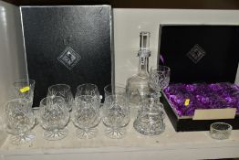 A SMALL QUANTITY OF BOXED AND LOOSE GLASSWARE, including a boxed set of five tumblers in an