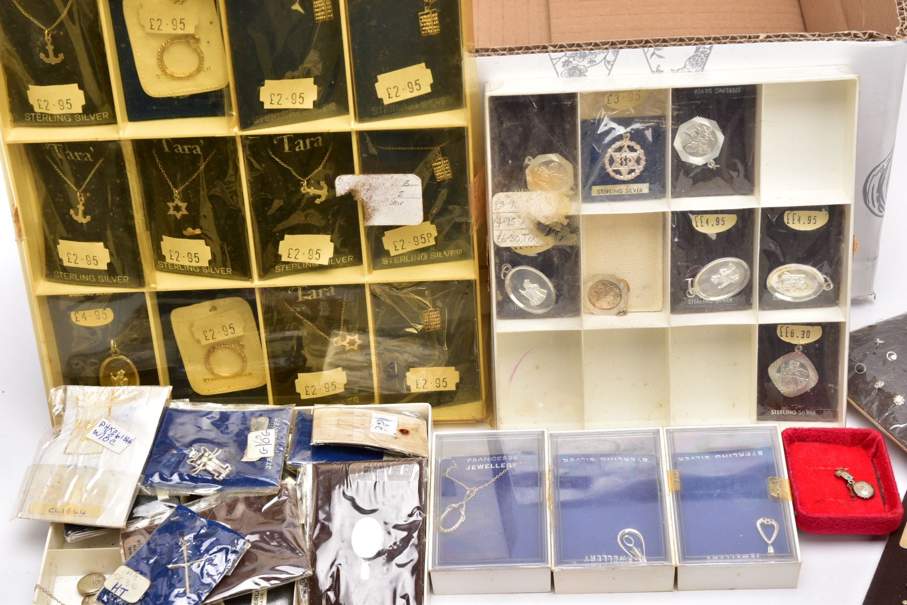 A BOX OF ASSORTED JEWELLERY, to include five trays of individually packed 'Sterling Silver' pieces - Image 7 of 7