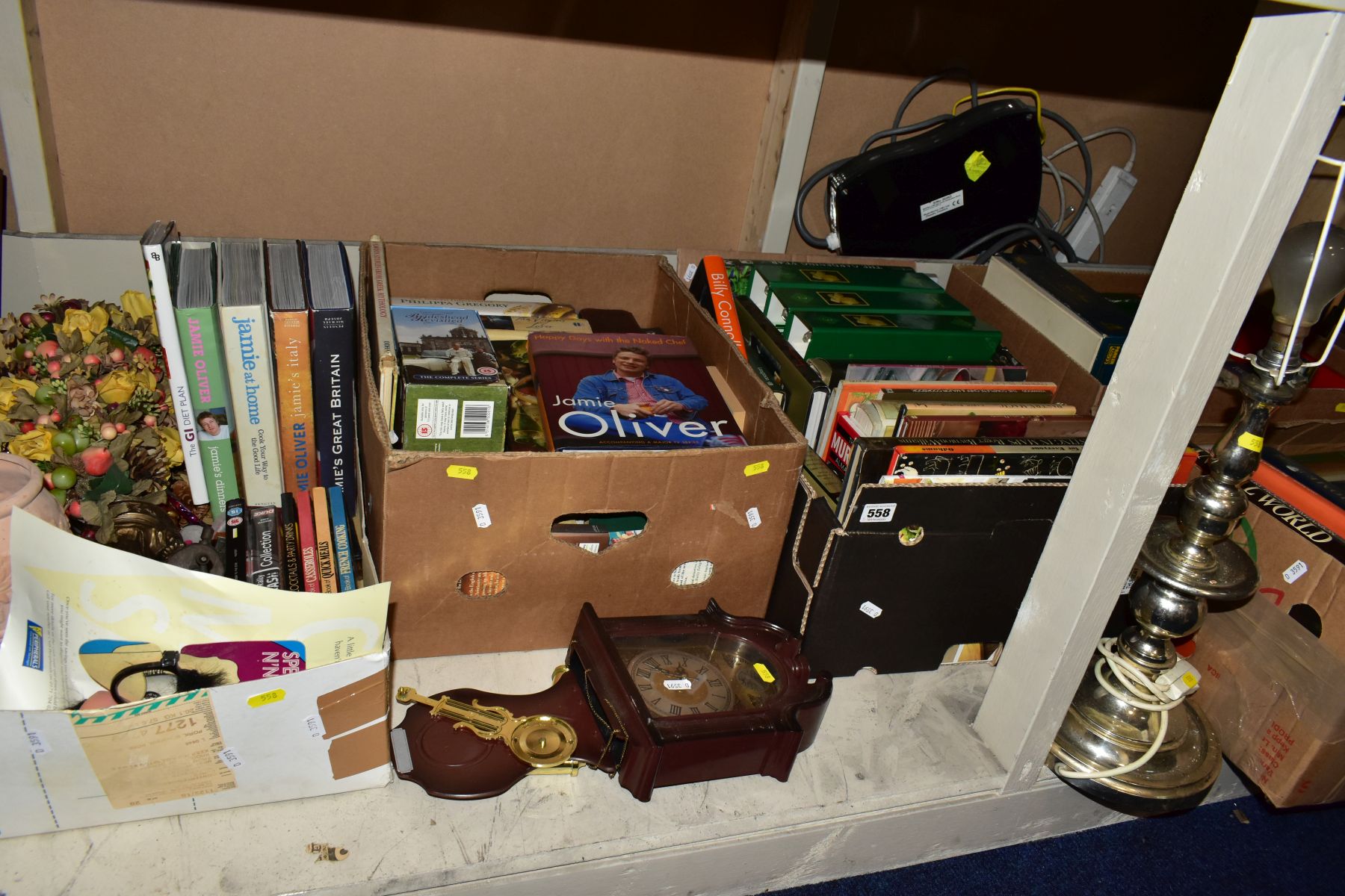 BOOKS, DVD'S AND GAMES, five boxes containing a miscellaneous assortment of books (encyclopedic,
