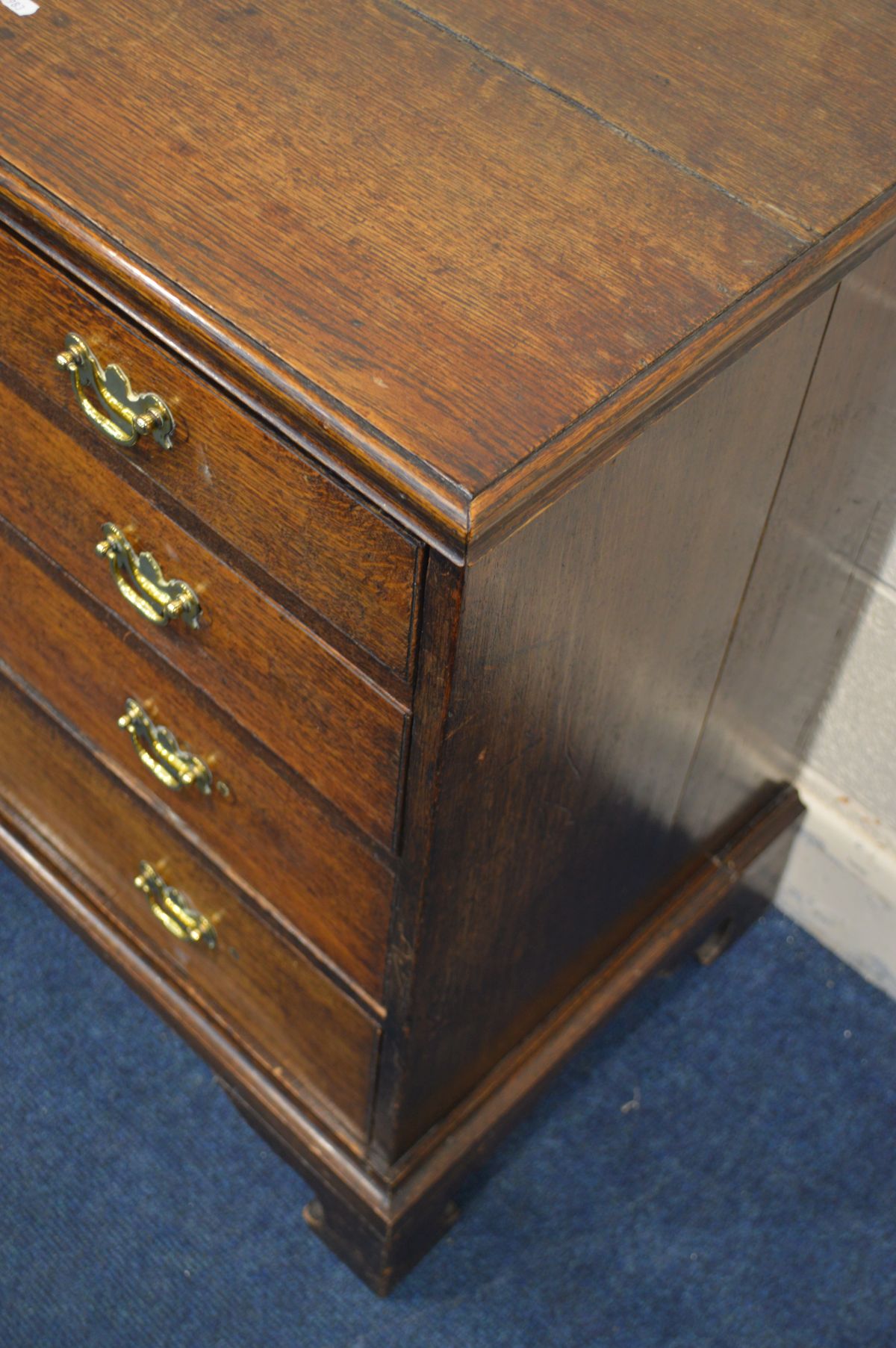 A GEORGIAN OAK CHEST OF TWO OVER THREE LONG GRADUATING DRAWERS, incorporating 20th century - Image 3 of 8