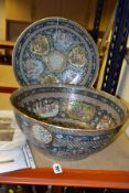 A LATE 19TH CENTURY CANTONESE FAMILLE ROSE CIRCULAR DISH AND MATCHING BOWL FROM A SERVICE MADE FOR