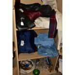 SMALL PARCEL COATS, JEANS, CERAMICS, GLASS, ETC to include a BHS Trench coat size 10, a sewn (