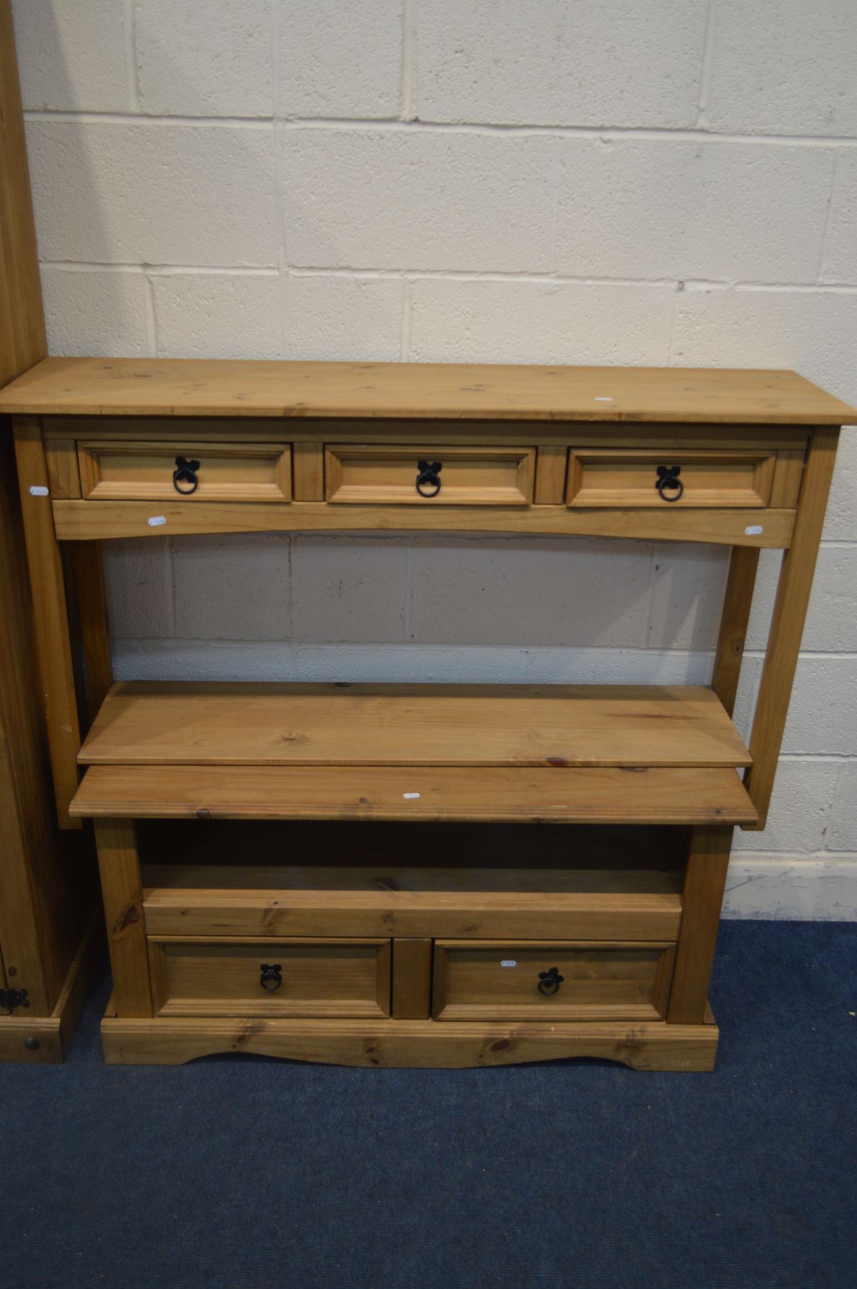 A CORONA PINE OPEN BOOKCASE with double cupboard doors, width 81cm x depth 44cm x height 183cm, a - Image 3 of 3