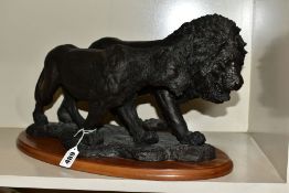 STEVE J WINTERBURN RESIN SCULPTURE, depicting Lions after Alan M Hunt 'Beauty and the Beast' picture