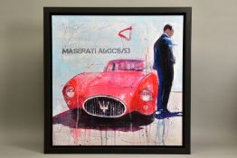 MARKUS HAUB (GERMAN 1972) 'MASERATI A6GCS/53', a red Italian sports car with male figure beside,