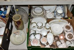 FOUR BOXES AND LOOSE PART DINNER AND TEA SETS, ETC, including a Crown Staffordshire Tunis part