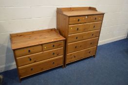 A MODERN PINE CHEST OF TWO OVER FOUR LONG DRAWERS, width 95cm x depth 49cm x height 125cm along with