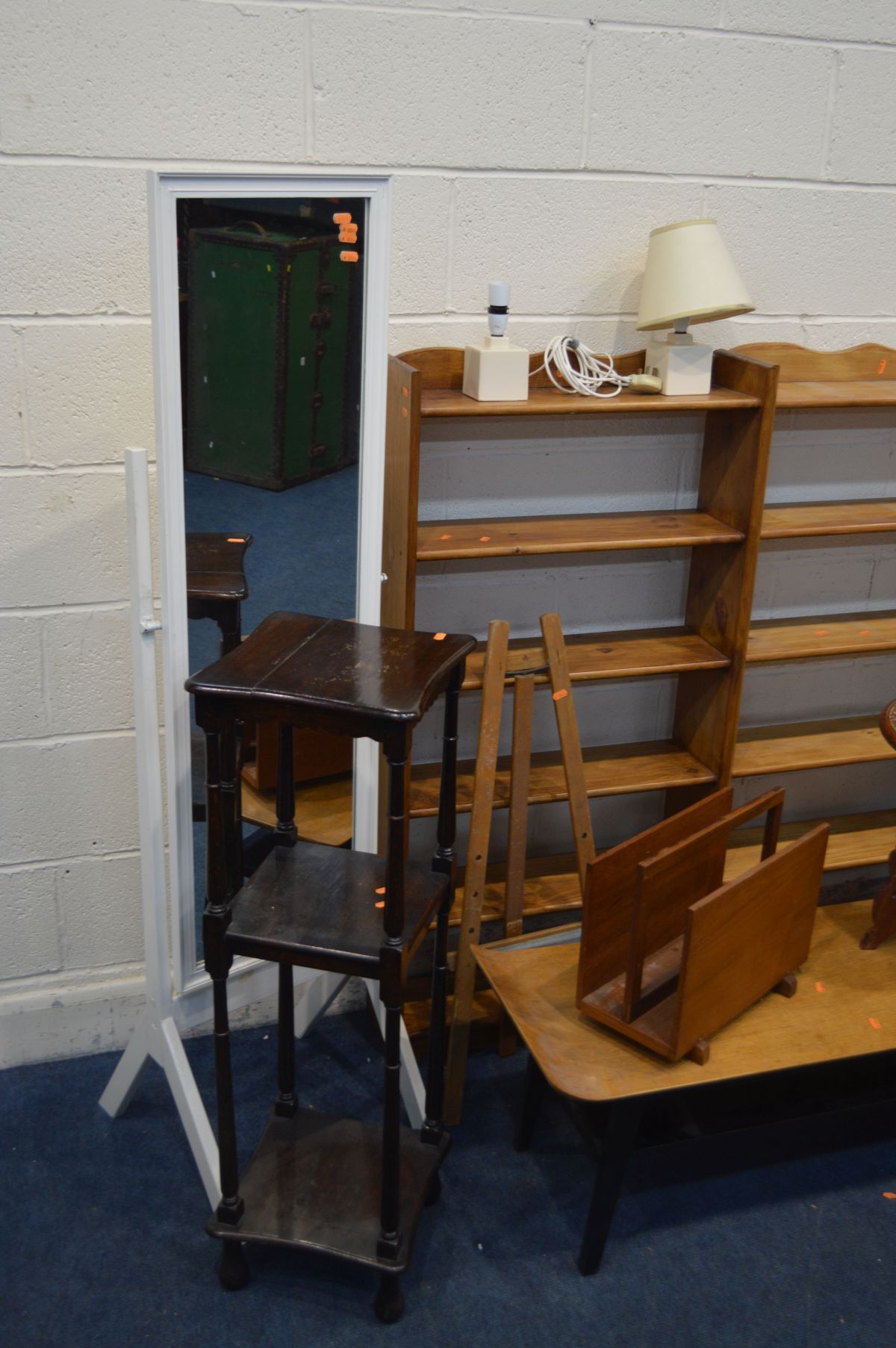 A QUANTITY OF OCCASIONAL FURNITURE, to include two beech open bookcases, mid 20th century oak and - Image 4 of 4