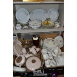 TWO BOXES AND LOOSE DINNER/TEA WARES, to include Czechoslovakia part dinner service (tureen, meat