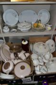 TWO BOXES AND LOOSE DINNER/TEA WARES, to include Czechoslovakia part dinner service (tureen, meat