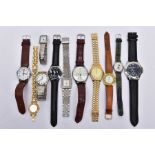 AN ASSORTMENT OF WRISTWATCHES, to include eleven ladies and gents wristwatches with names such as '