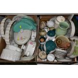 TWO BOXES OF TABLEWARES, STONEWARE, etc, to include Midwinter Stonehenge Invitation tureens, plates,