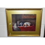 AFTER LANDSEER, H. JOHNSON, 'The Cavalier's Pets', mixed media, signed lower right, 29.5cm x 40cm,