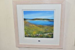 AMANDA HOSKIN (BRITISH CONTEMPORARY) 'FLOWERING GORSE, ST AGNES' a Cornish landscape in the