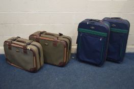 A SET OF TWO ADVANCE TRAVELLING SUITCASES, and a pair of blue suitcases (4)