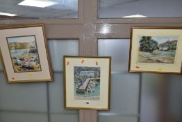 THREE WATERCOLOUR STUDIES OF CORNISH COASTAL LANDSCAPES, one unsigned but in the style of James