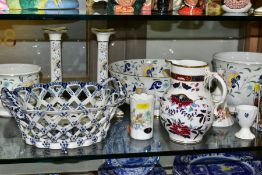 A COLLECTION OF COALPORT PAGEANT AND OTHER CERAMICS, comprising a pair of Pageant candlesticks,