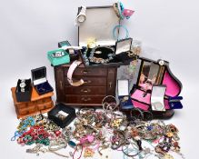 A BOX OF ASSORTED ITEMS AND JEWELLERY BOXES, to include a silver napkin ring with an engraved