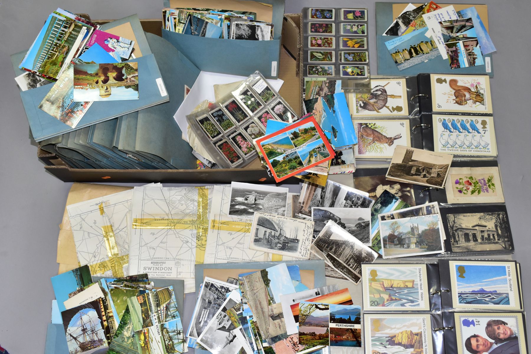 POSTCARDS, one box containing several hundred, mainly modern mid 20th Century, postcards from UK,