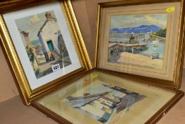 JAMES MARSHALL HESELDIN (1887-1969), Three watercolours depicting Cornish coastal villages, signed