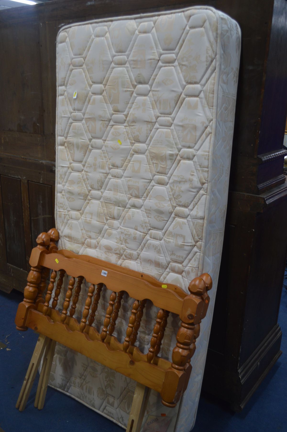 A SINGLE MATTRESS and two pine headboards (3)