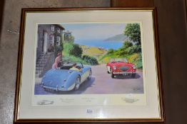 TONY SMITH (BRITISH CONTEMPORARY), 'THE GOLDEN DAYS OF SUMMER', depicting two Austin Healey 3000