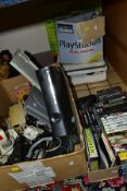 A QUANTITY OF COMPUTER GAMING EQUIPMENT, BOXED AERCUS WEATHER STATION AND A PART BOXED MINOLTA