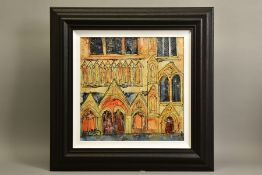 KATHARINE DOVE (BRITISH CONTEMPORARY) ' CATHEDRAL DETAIL', signed bottom right, signed and titled