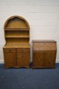 AN OAK DUTCH DRESSER with two drawers, width 92cm x depth 41cm x height 183cm and a matching