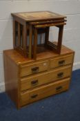 AN EDWARDIAN SATINWOOD CHEST OF TWO OVER TWO LONG DRAWERS, width 89cm x depth 45cm x height 67cm (