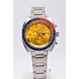 A GENTS 'SORNA' CHRONOGRAPH WRISTWATCH, with a round yellow multi functional dial, baton markers,