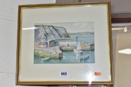 JAMES MARSHALL HESELDIN (1887-1969) a Cornish harbour scene, signed bottom left, watercolour on