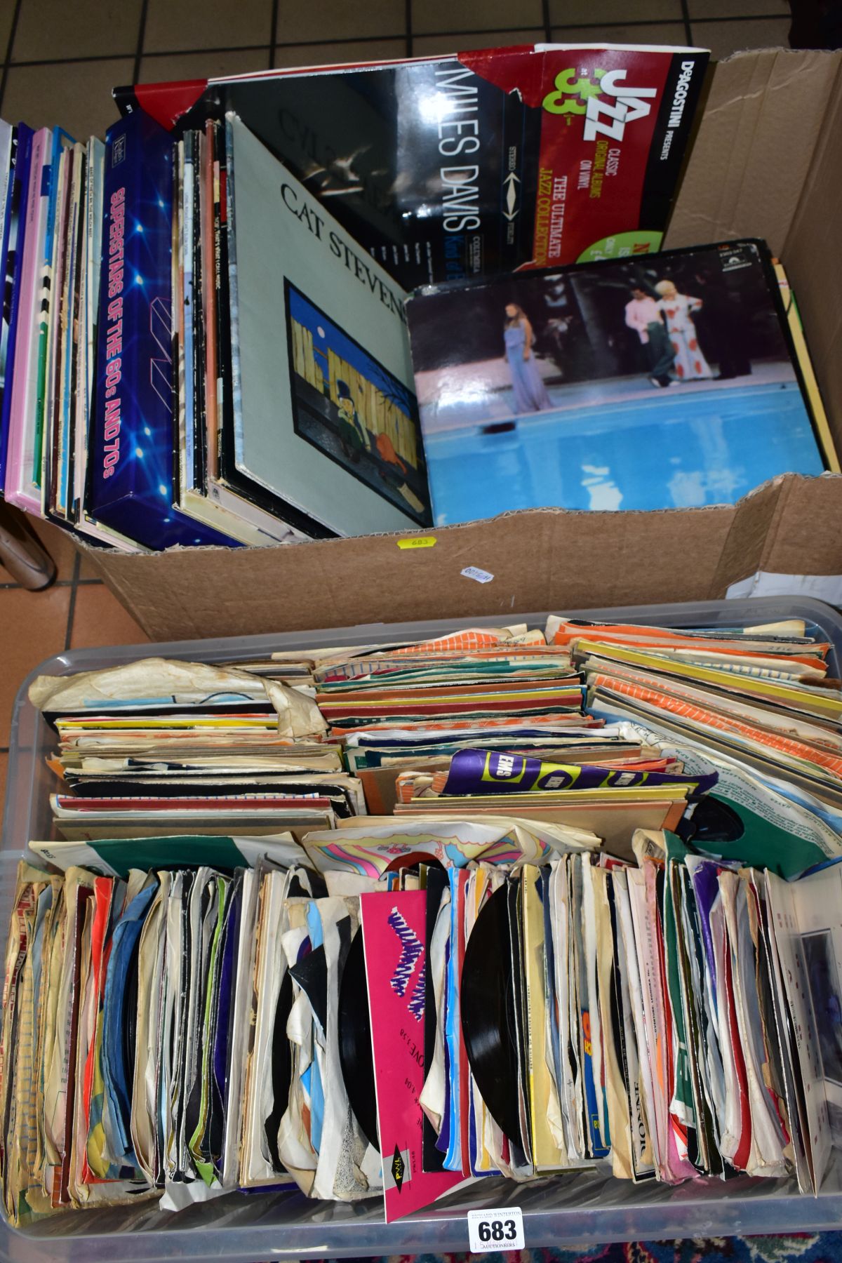 TWO BOXES OF OVER THREE HUNDRED SINGLES RECORDS AND OVER FORTY LP'S, singles artist include Bobby